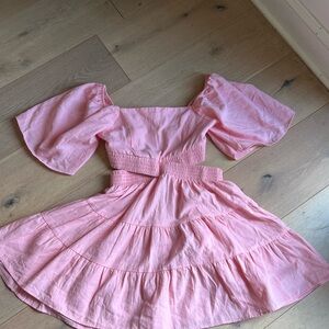 Velvet Blush Puff Sleeve Mini Dress